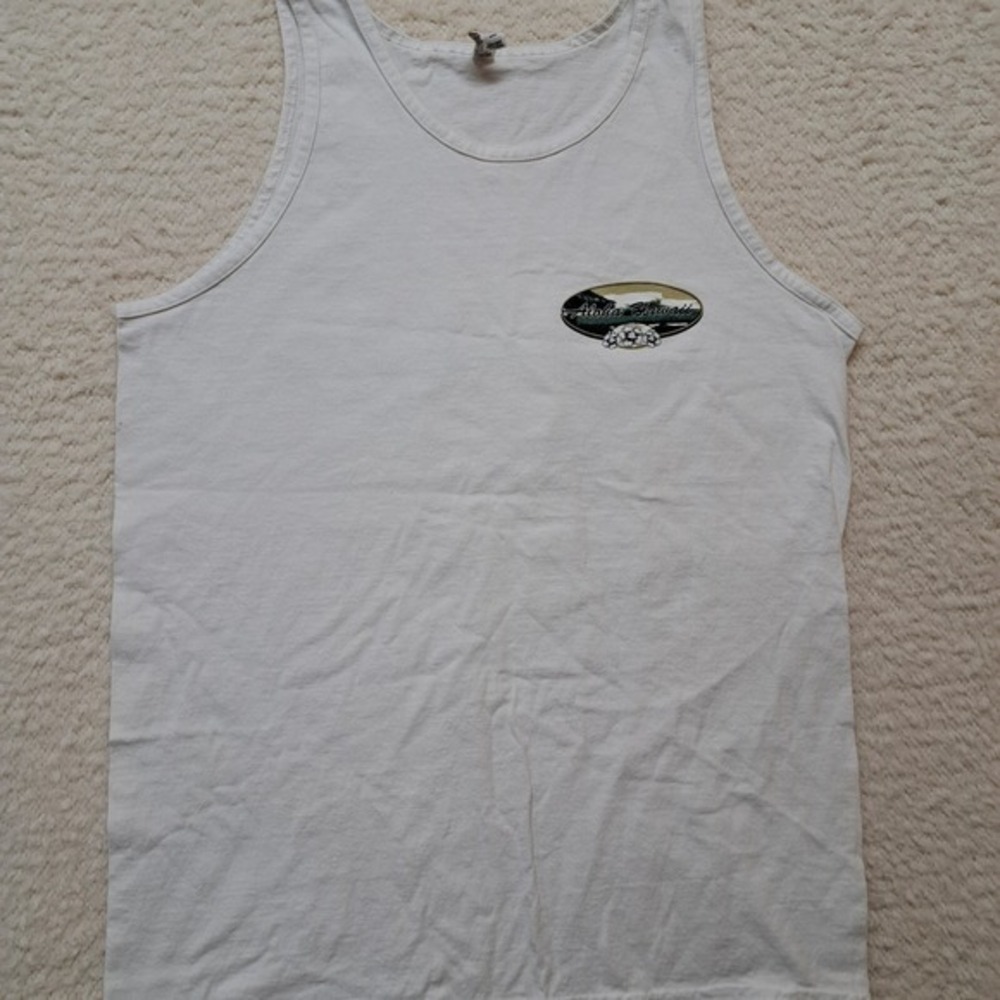 Alstyle Aloha Hawaii Sleeveless TShirt Size Medium 100% Cotton Back Graphic